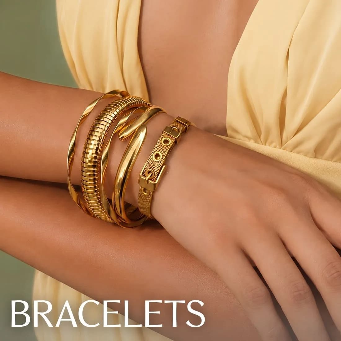 Elra bracelets styled on a model
