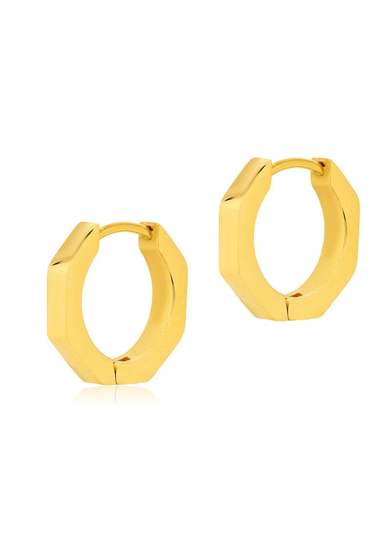 Golden Facet Hoop Huggies