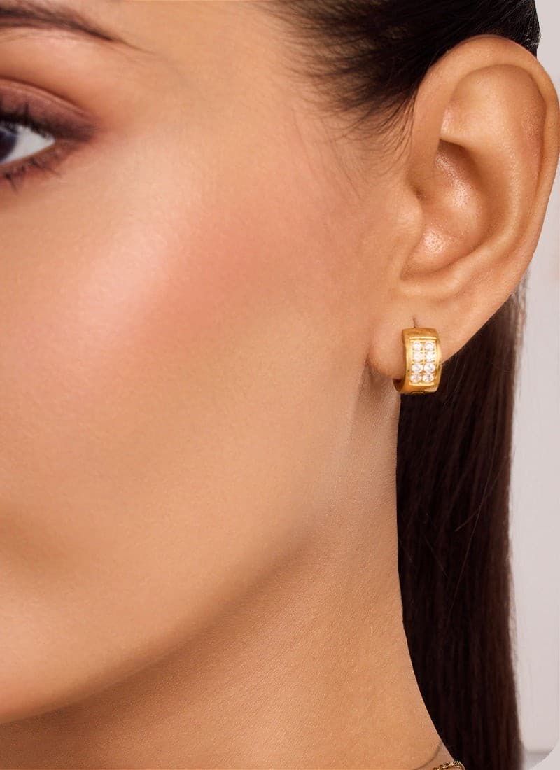 Lustrous Crystal Huggie Earrings