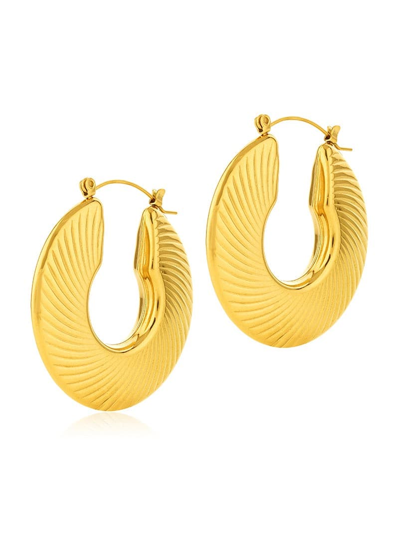 Grooved Gold Hoop Earrings