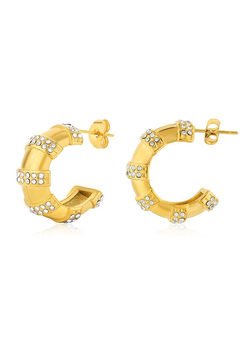 Crystal Arc Hoop Earrings