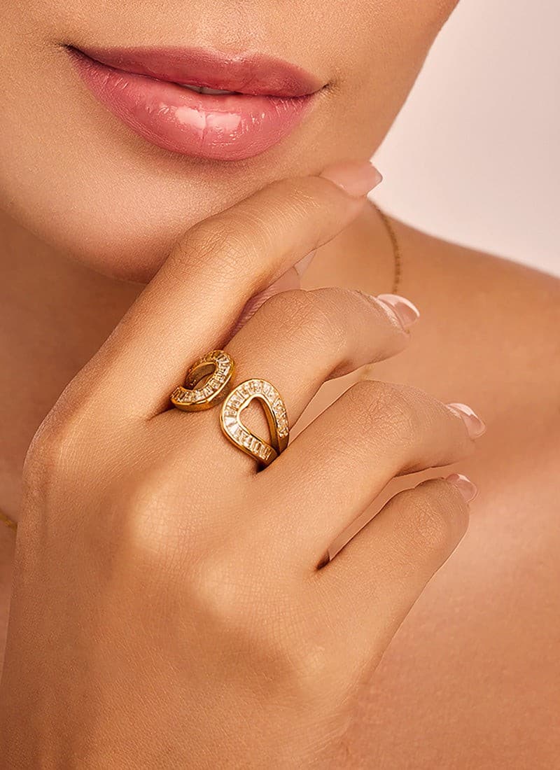 Golden Twin Loop Ring