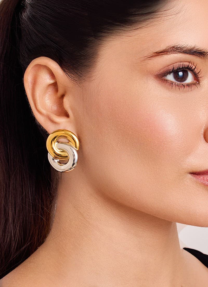 Dual Link Stud Earrings