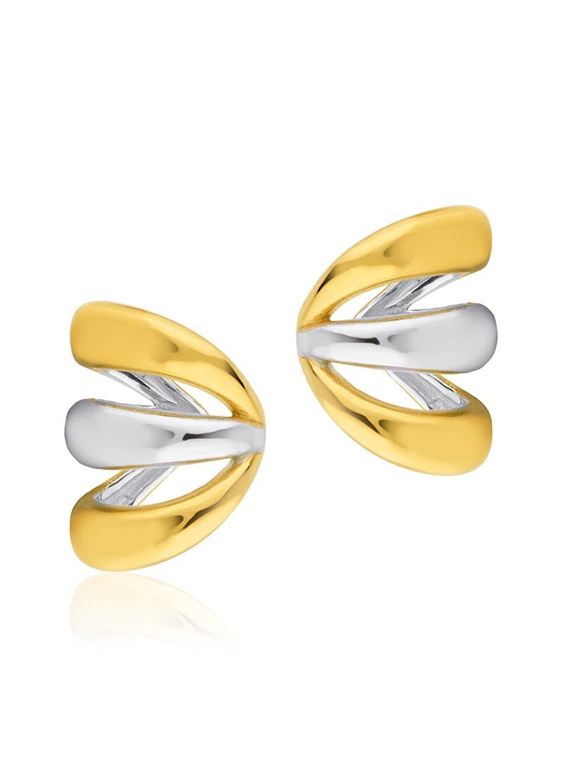 two tone arc cuff earrings