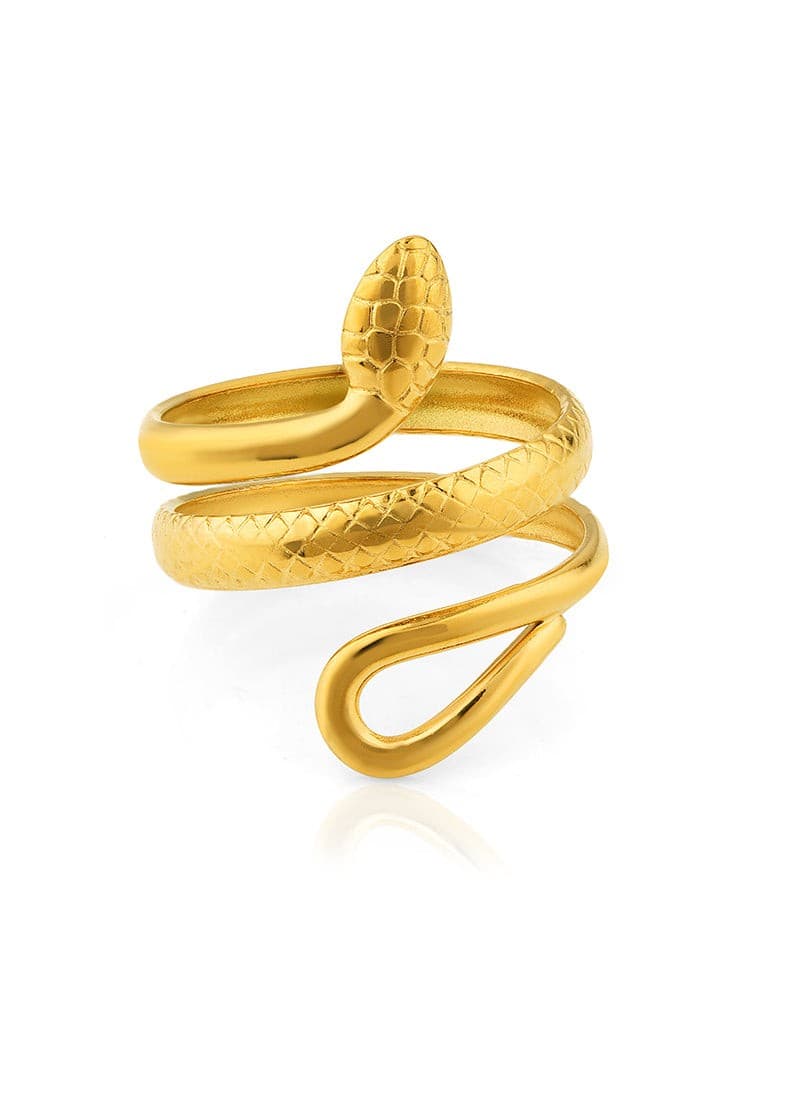 Golden Serpent Ouro Ring 18K gold plated snake ring