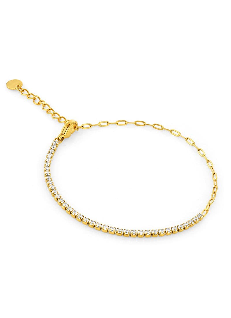 delicate gold bracelet with half tennis crystal design