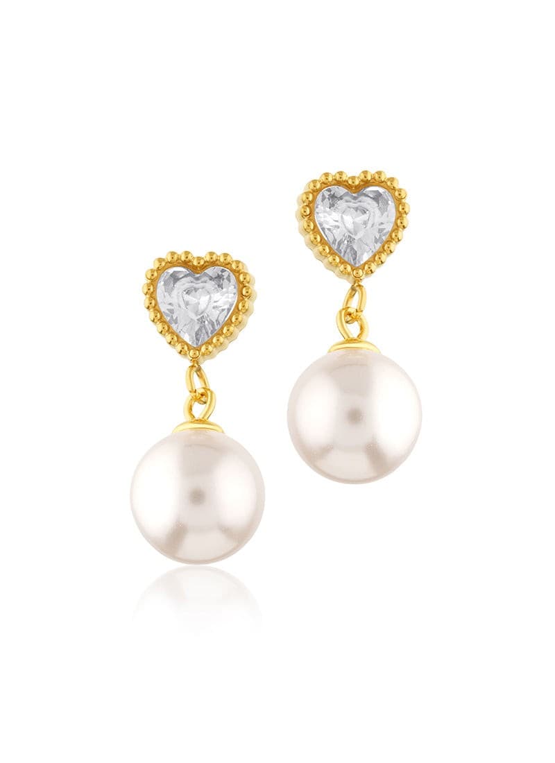 Golden Heart Pearl Earrings:BYOS