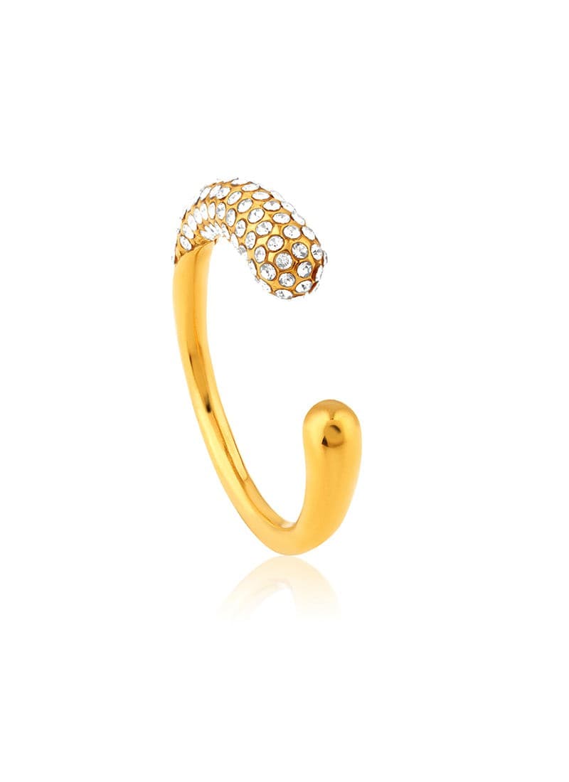 Celestial Glow Ring with pavé crystals in 18K gold plating