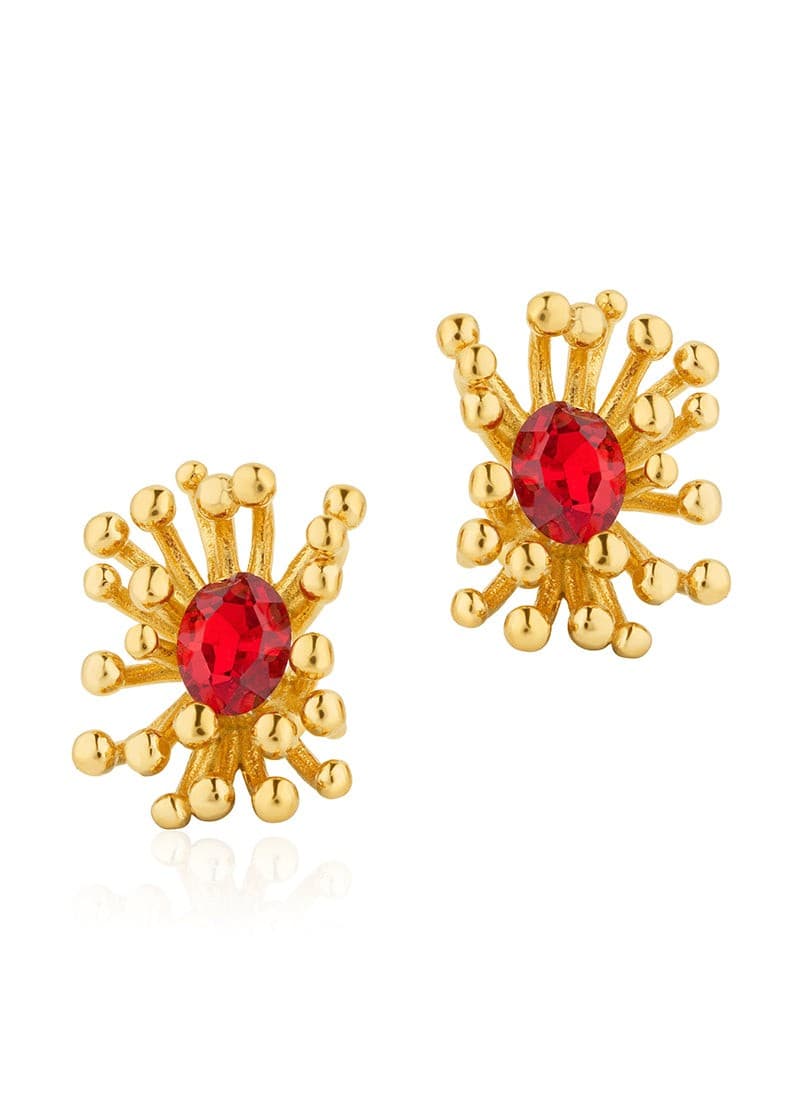 Ruby Sunfire Stud Earrings