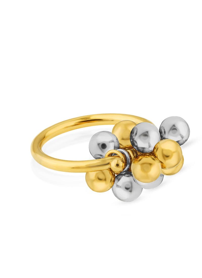 Celestial sphere ring gold and silver sculptural ring by Elra