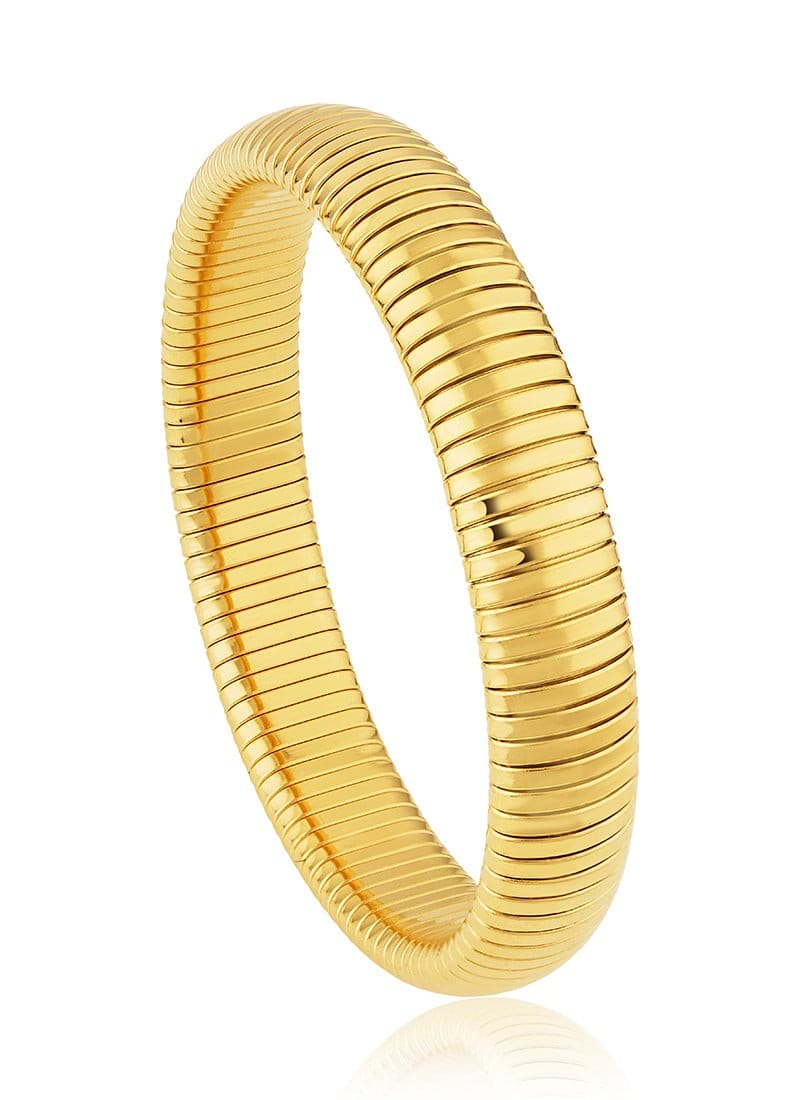 Ribbed Golden Bangle Bracelet