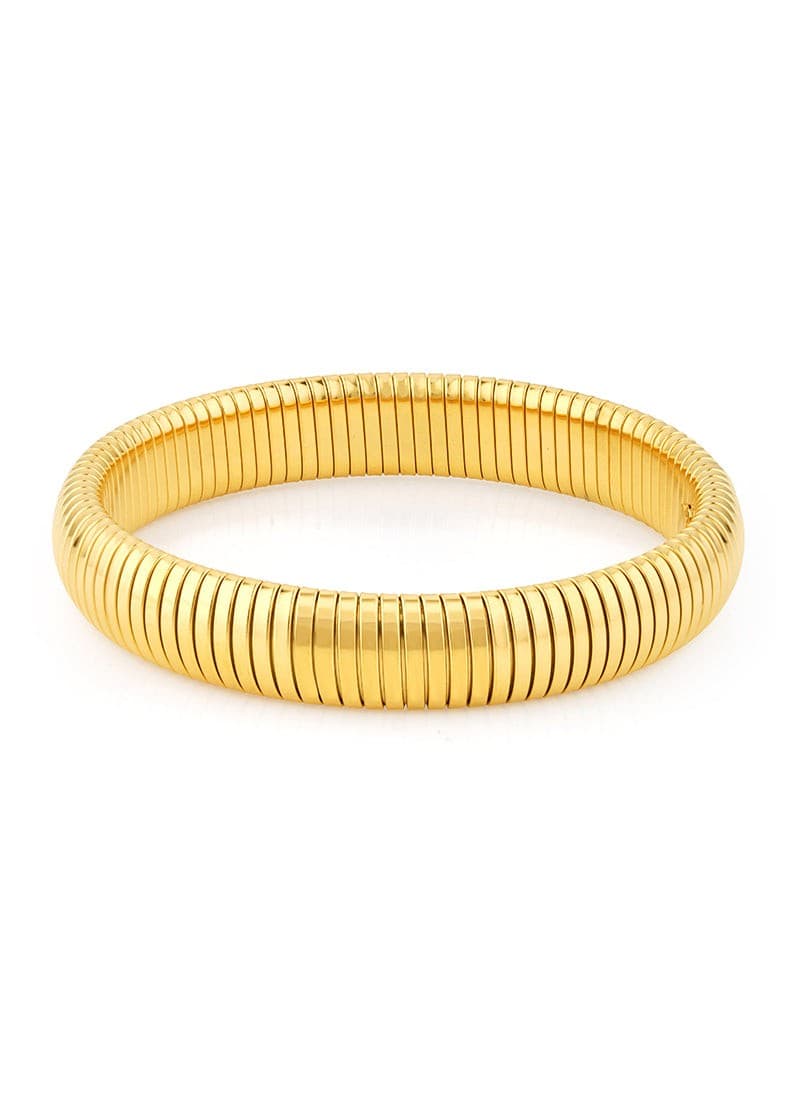 Ribbed Golden Bangle Bracelet