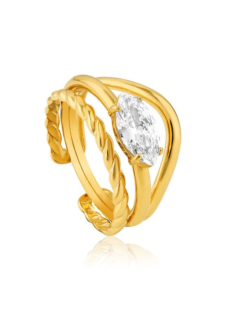 Eternal Marquise Golden Ring with marquise-cut crystal