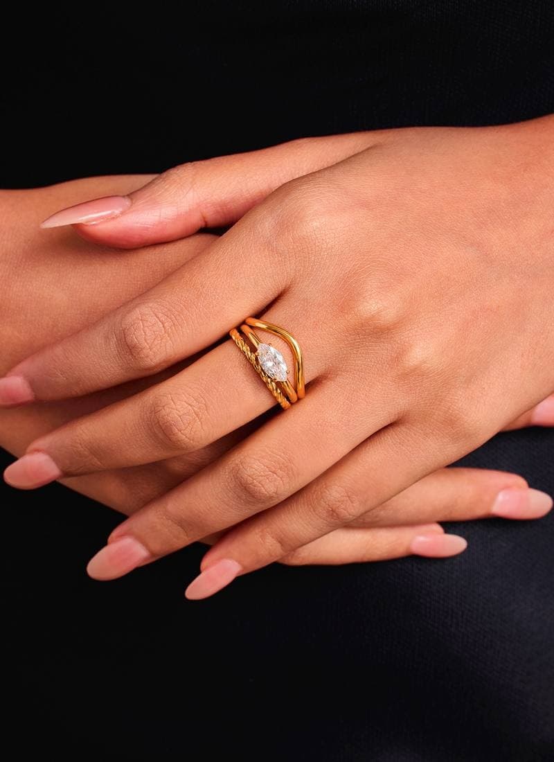 Eternal Marquise Golden Ring elegant gold crystal ring by Elra