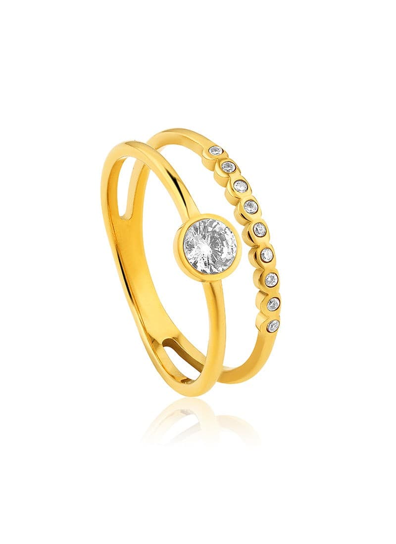 Twin Spark Gold Ring