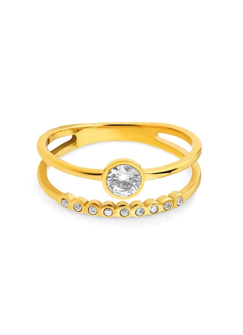 Twin Spark Gold Ring