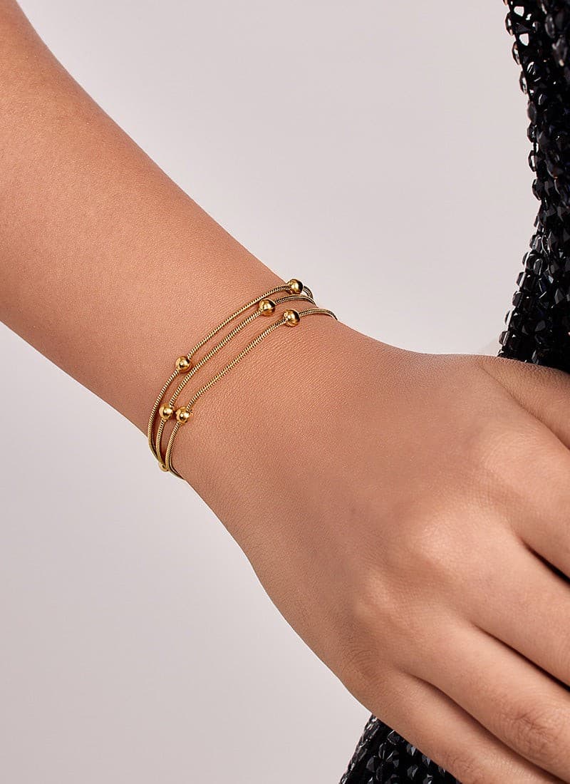 Golden Gleam Bead Bracelet