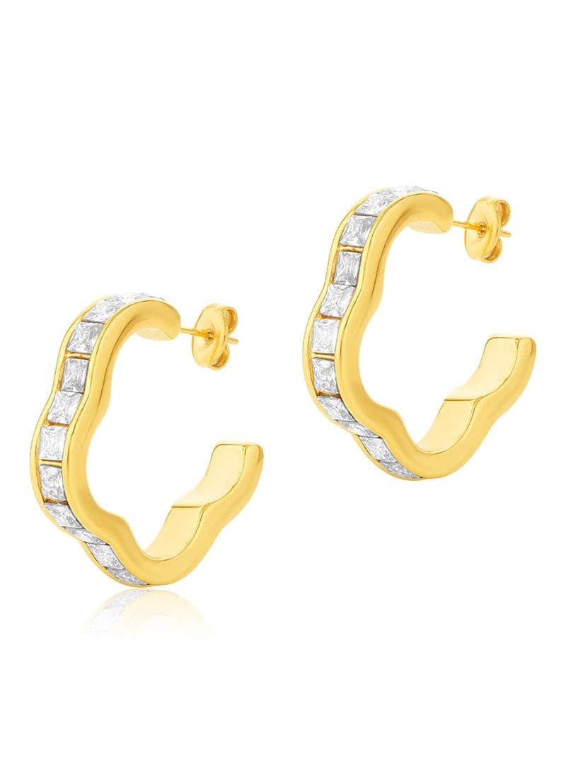 Crystal Ripple Hoop Earrings