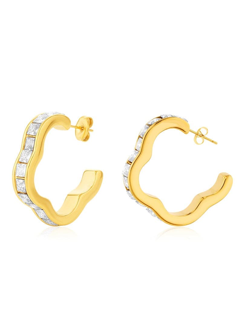 Crystal Ripple Hoop Earrings