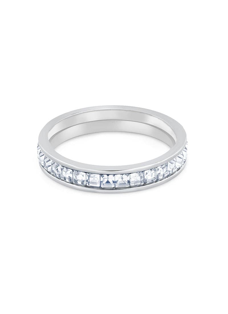 close-up of crystal-embedded band ring by elra