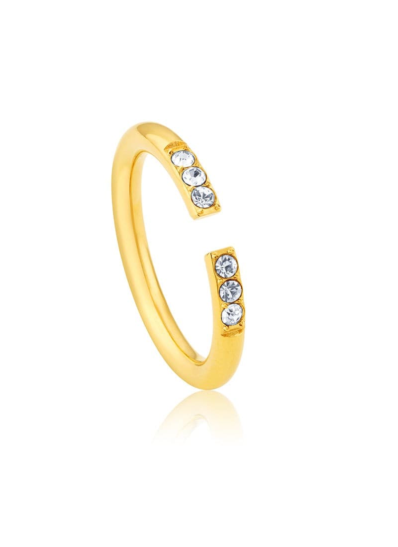 eternal arc ring with white stones in 18k gold plating by Elra