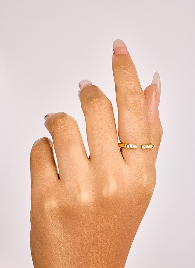elegant gold plated arc ring for women