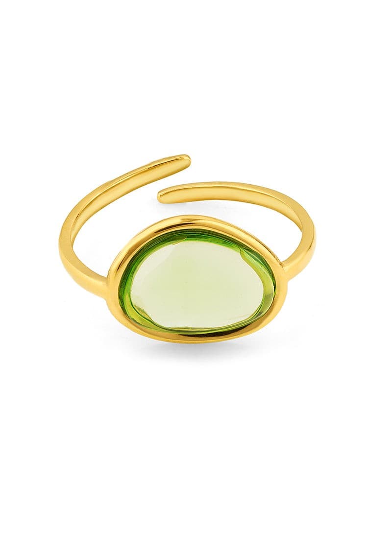 Verdant Glow Ring minimal gold ring with oval green gemstone
