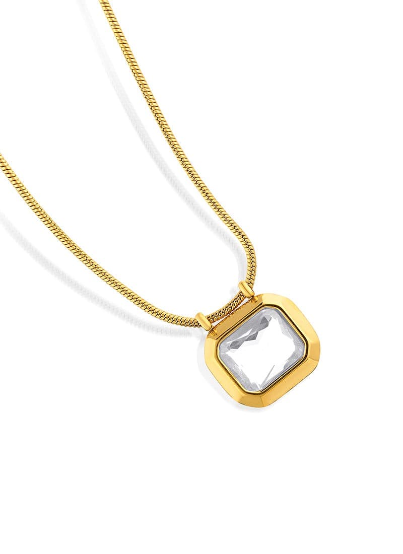 Golden Frame Necklace:White