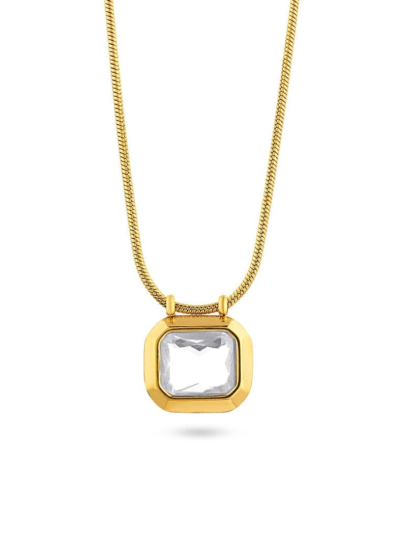 Golden Frame Necklace:White