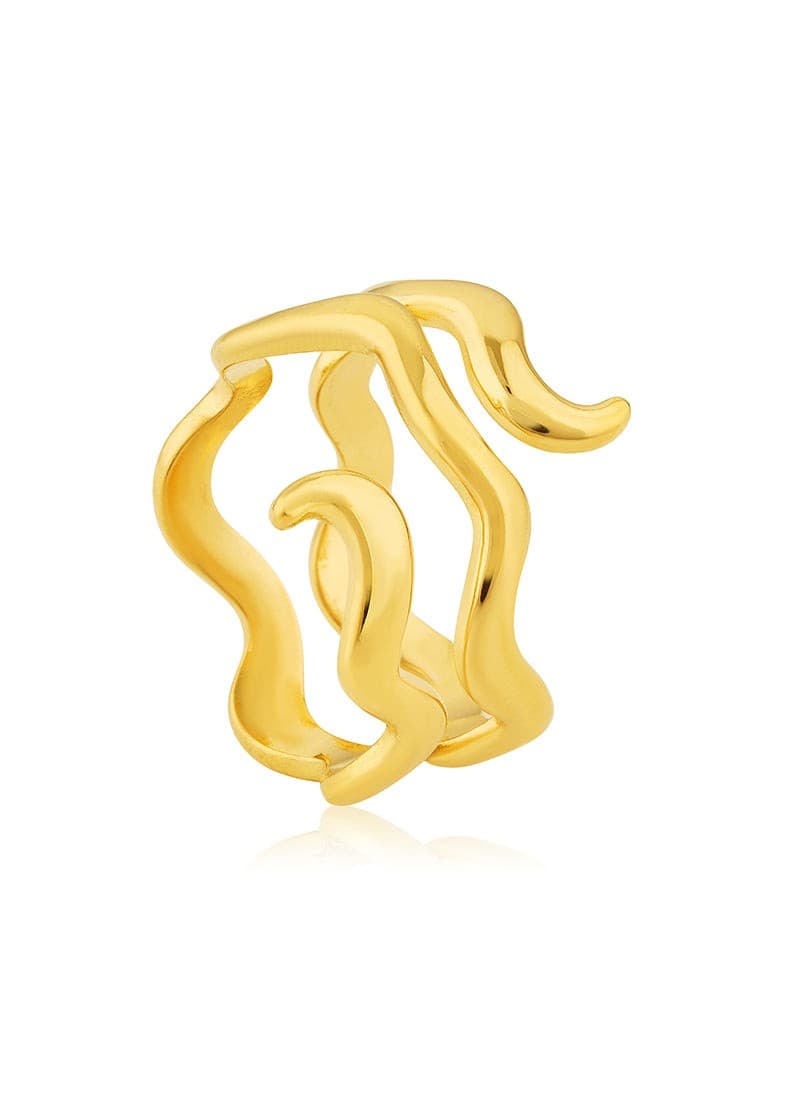serene flow ring in 18k gold plating by Elra
