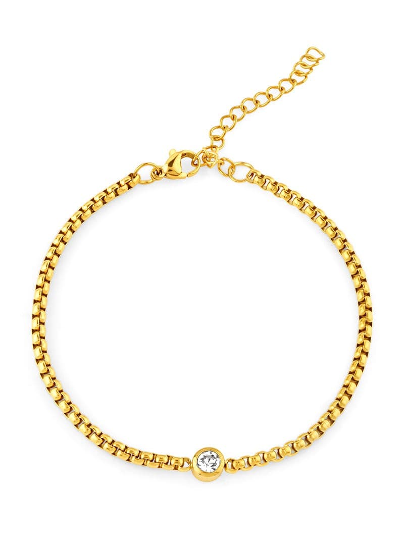 box chain solitaire bracelet by elra