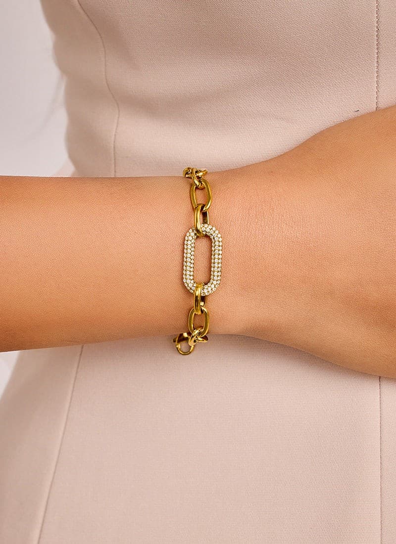 Linked Crystal Charm Bracelet