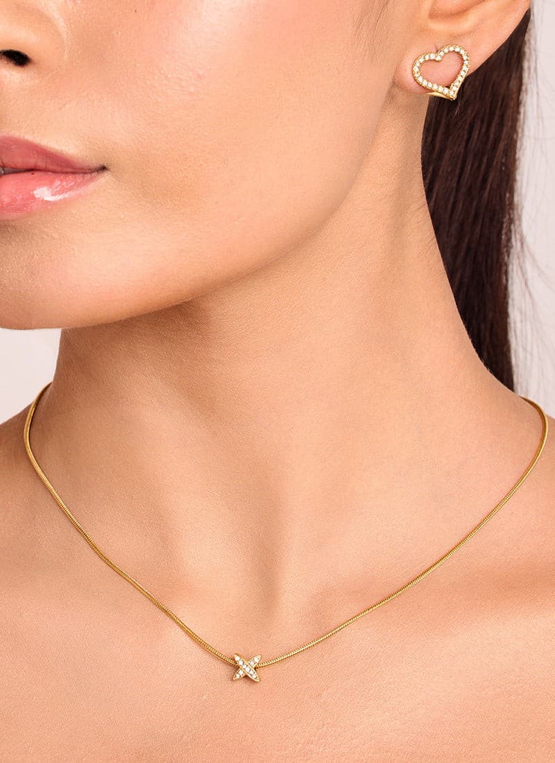 Golden Crossline Necklace