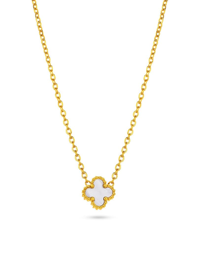 Golden Clover Necklace:White