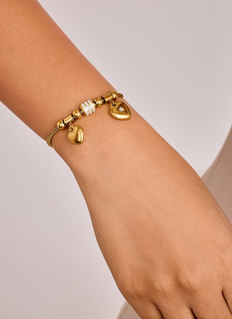 Golden Heart Charm Bracelet