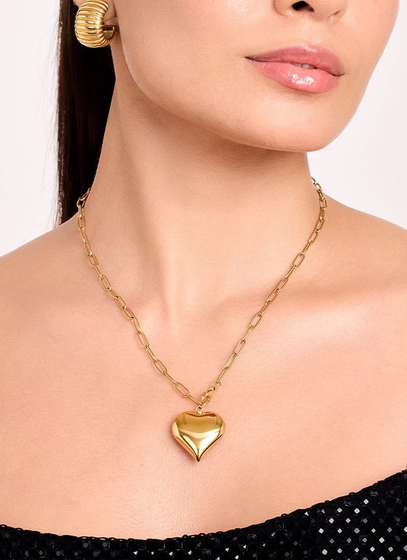 Golden Heart Clip Necklace