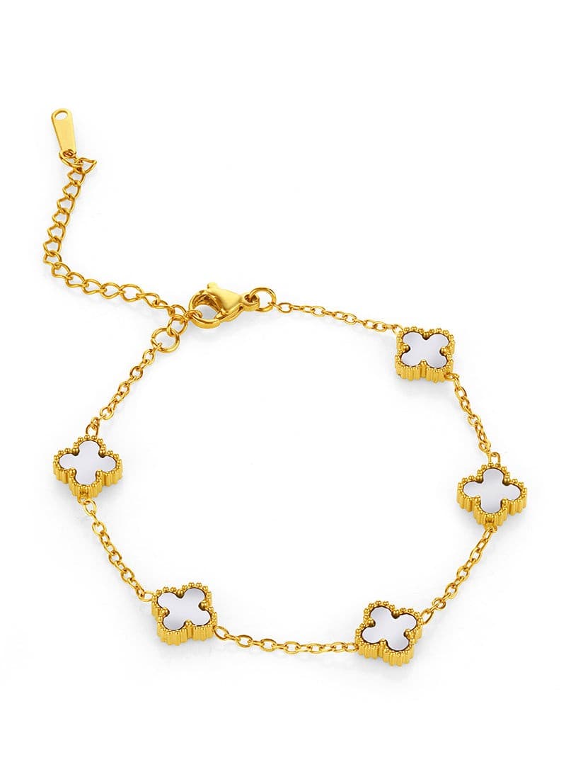 Golden Clover Bracelet:White