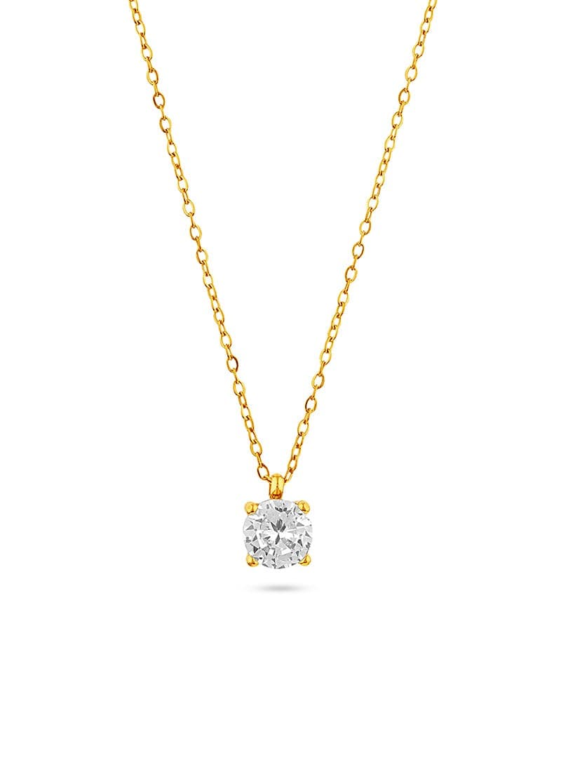 Elegant Golden Solitaire Necklace