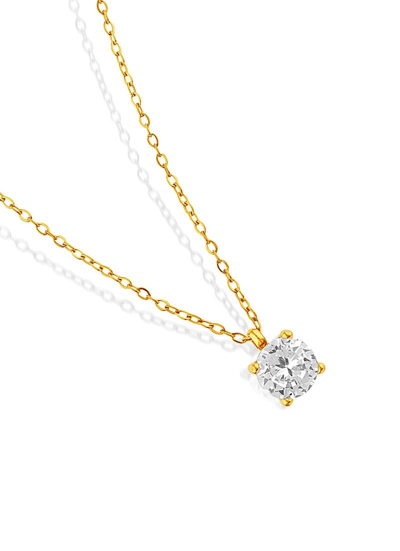 Elegant Golden Solitaire Necklace