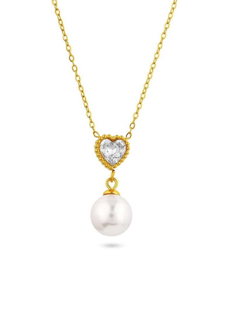 Golden Heart Pearl Necklace