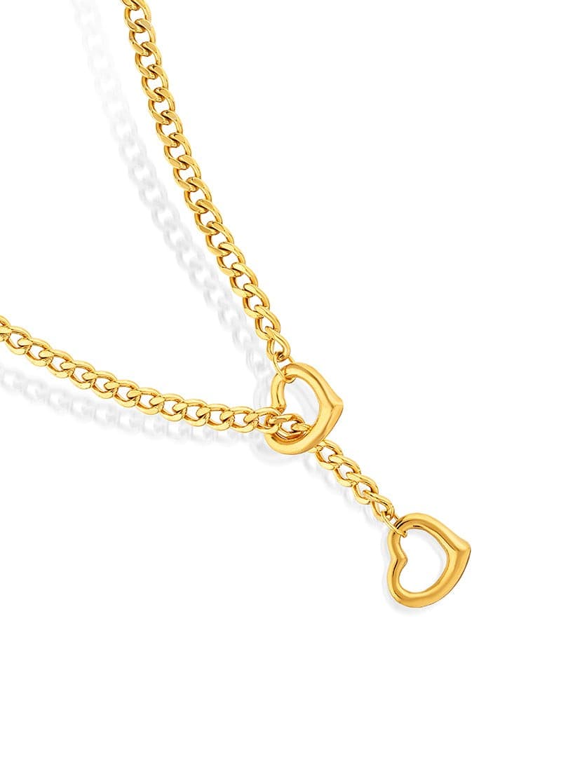 Twin Hearts Chain Necklace