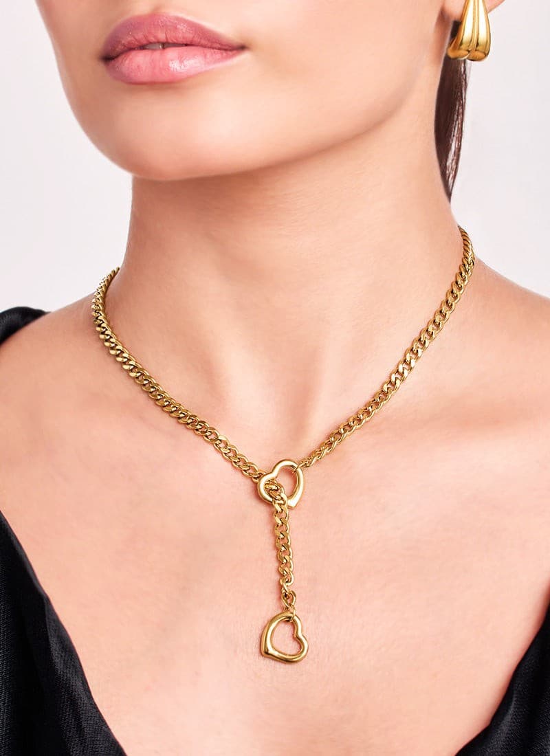 Twin Hearts Chain Necklace