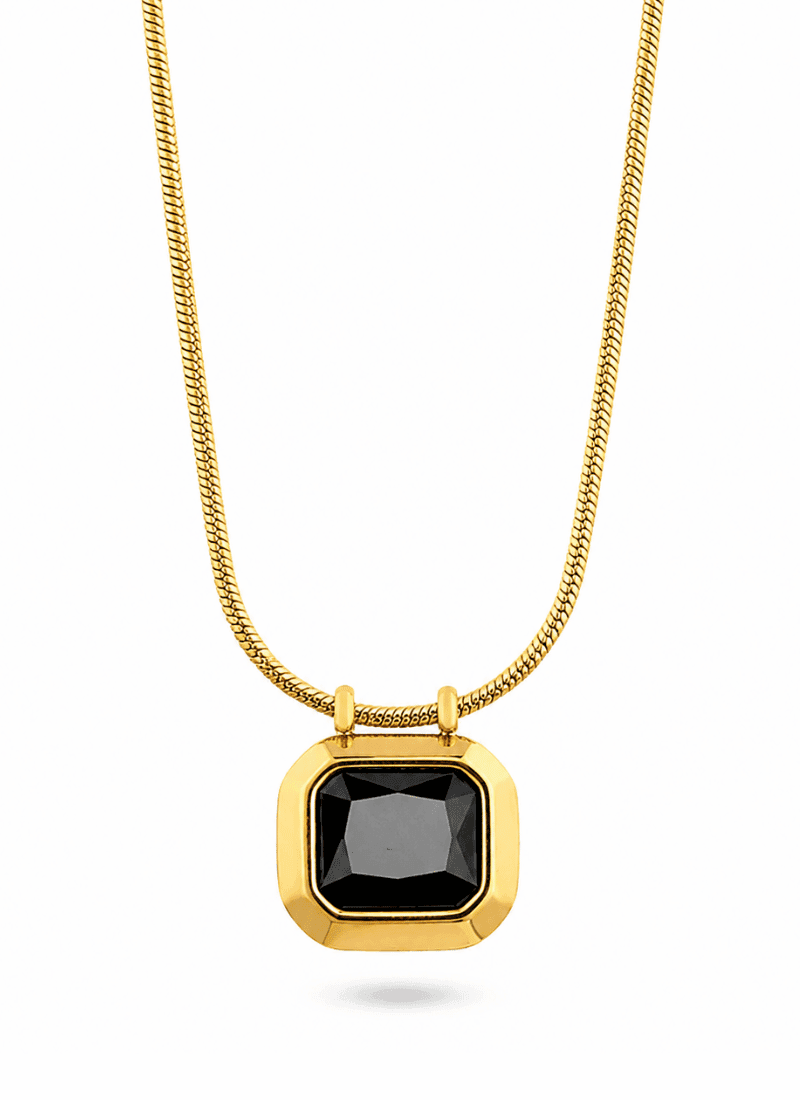 Golden Frame Necklace:Black