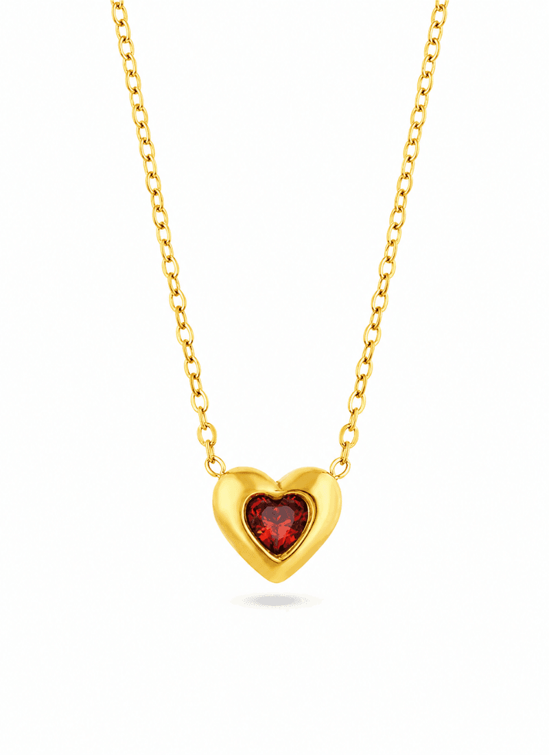 Blush Heart Necklace:Red