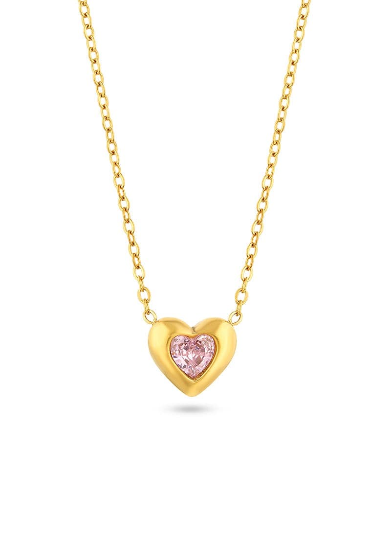 Blush Heart Necklace:Pink