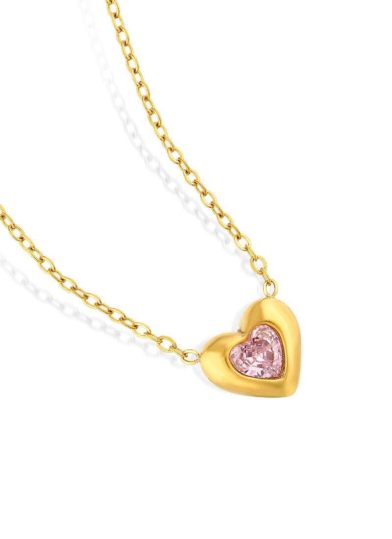Blush Heart Necklace:Pink