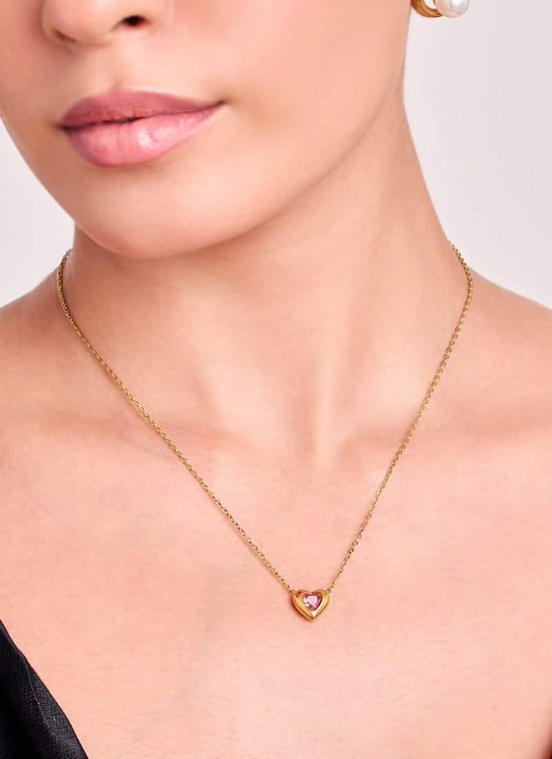 Blush Heart Necklace:Pink