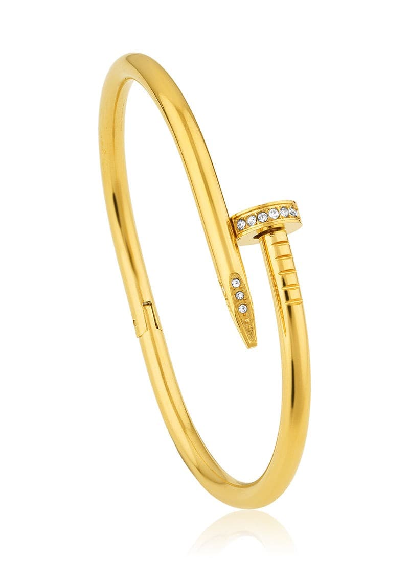 Studded Nail Bangle Bracelet:Gold