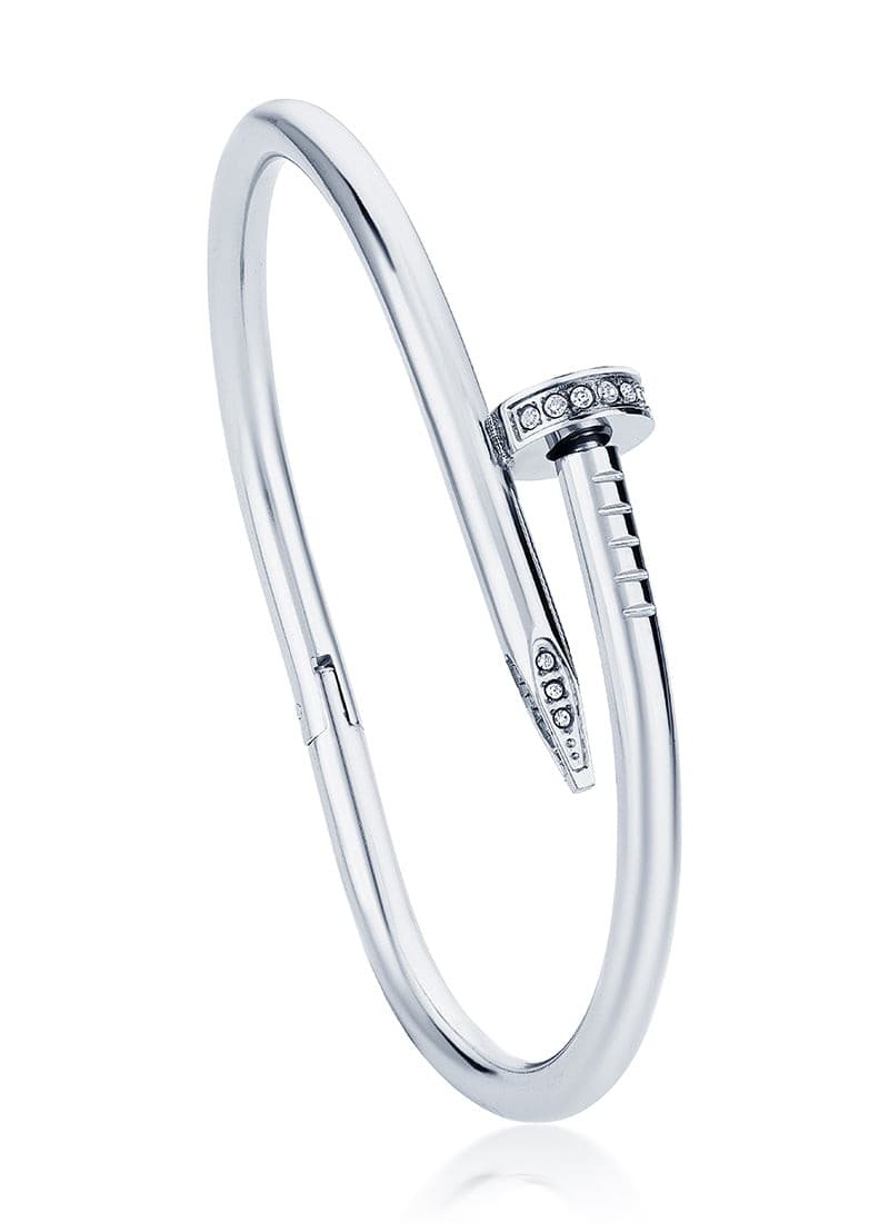Studded Nail Bangle Bracelet:Silver