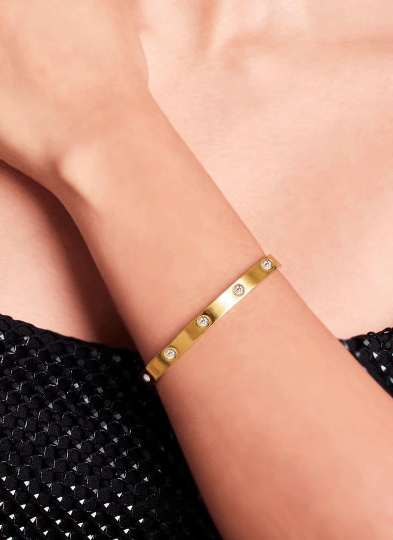 Crystal Orbit Bangle Bracelet